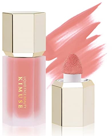 KIMUSE Gel Cream Blush, Flüssiges Rouge, Natürliches Aussehen, Dewy Finish Liquid Blush, Blush flüssig Rouge-Make-up, 4ml (Puff-Soft Peach)