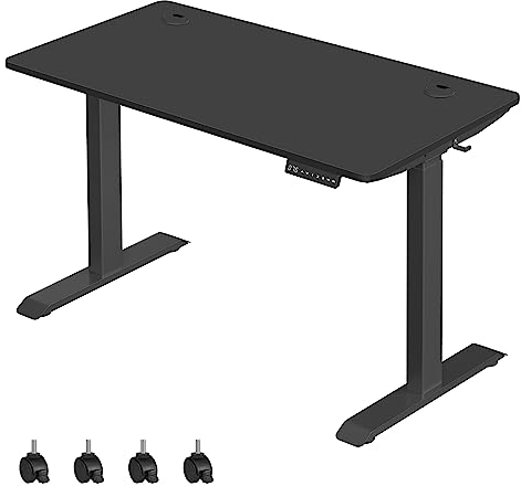 SONGMICS Höhenverstellbarer Schreibtisch elektrisch, 60 x 120 cm Tischoberfläche, Doppelmotor, stufenlos verstellbar, Memory-Funktion mit 4 Höhen, Auffahrschutz, schwarz LSD201B02