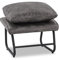 M MCombo Sitzhocker Fußstütze mit Metallbeinen +Kissen, Vintage Hocker Ottoman Schminktisch für Wohnzimmer Schlafzimmer, Quadratisch 39 * 57cm, Mikrofaserstoff, 4742-2(Dunkelgrau/Braun) (Dunkelgrau)