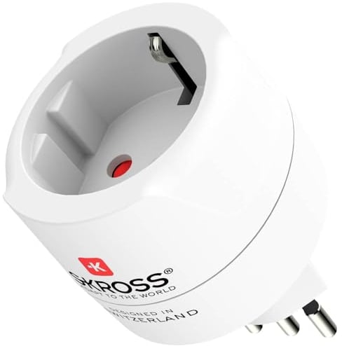SKROSS | 1.500272 | Adaptateur de Voyage Europe (Schuko) vers Suisse - Italie - Brésil, Tension et Puissance 100V - 1000W / 250V - 2500W