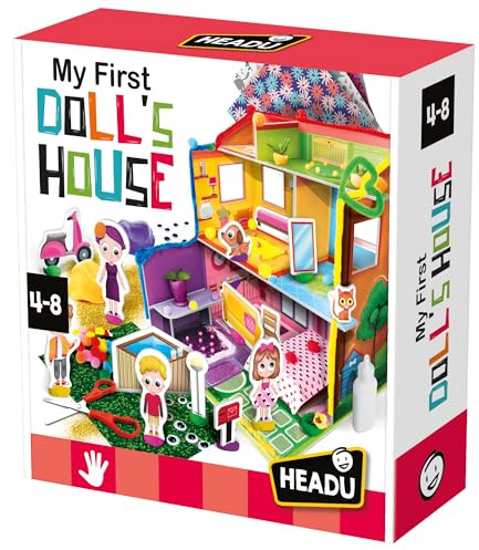 HEADU - My First Doll's House - Erstellen und Dekorieren Sie das Puppenhaus | Kreativ-Set zum Bau Ihres Puppenhauses, Lernspiel für Kinder 4-8 Jahre, Geschenk zu Weihnachten Ostern, Made in Italy