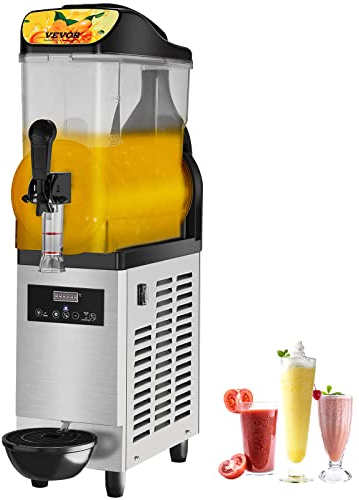 VEVOR Máquina de Granizados Comercial de 12L/3,2 Gal Un Tazón Máquina para Hacer Granizados de Bebidas Congeladas de Acero Inoxidable y PC con Panel de Control 500 W para Restaurantes Cafeterías Bares