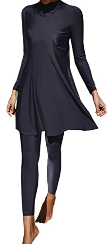ADMAY Gebetskleidung Frauen Kopftuch Damen Hijab Ramadan Frauen Sommer Burkini Muslimische Bademode Weibliche Zweiteiler Badeanzug Langarm Strand Badeanzug Tank Top Rosen (Blue, S)