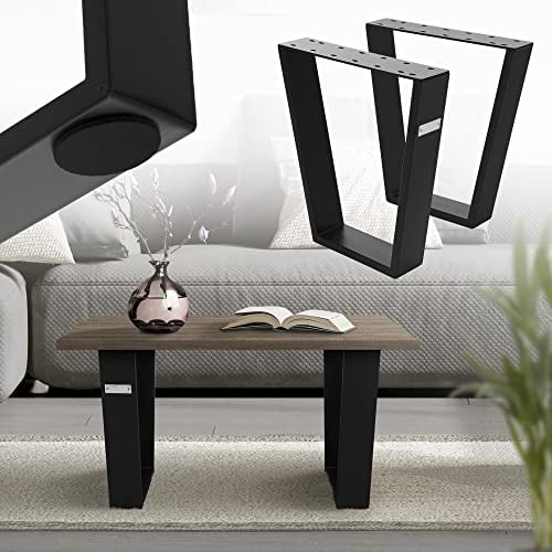 ML-Design 2er Set Tischbeine Trapez 40x43 cm, Schwarz, 8x2 cm, Stahl pulverbeschichtet, geneigt, Industrie, Metall Tischgestell Tischkufen Tischuntergestell Möbelfüße Bankkufen Bankgestell Bankbeine