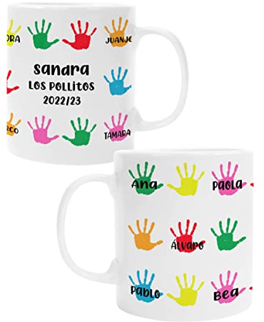 Taza Manos Nombres Alumnos Regalo Proferores Personalizado