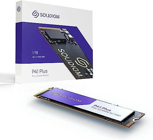 Solidigm™ P41 Plus 1TB SSD, PCIe GEN 4 NVMe 4.0 x4 M.2 2280 3D NAND, mises à niveau de stockage pour PC et ordinateurs portables, informatique quotidien et jeux, SSDPFKNU010TZX1
