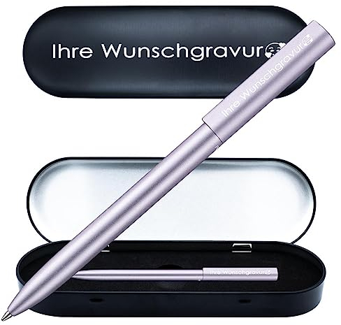 Pelikan Kugelschreiber Ineo® mit Gravur | inkl. Etui mit Wunschgravur (Platz für 10 Stifte) | Lila - Violett | Geschenk zur Abschlussprüfung Geburtstag Weihnachten