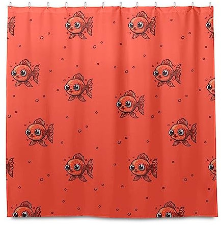FRODOTGV Rideau de douche imperméable Motif poisson rouge 183 x 183 cm