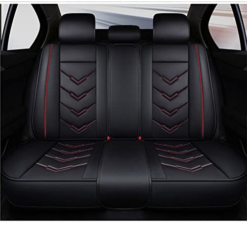 IBCEL Kompletter Satz Autositzbezüge 5 Sitz Leder für Audi A6 Fahrzeugsitzbezüge Kissen Vorne Hinten Sitzbezüge Schwarz Rot