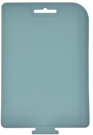 cozymomdeco Korean Made Thick Silicone Double-Sided Usable Cutting Board 14.3 x 9.7 Foldable Design Drip Groove Grip Handle Dishwasher Safe 1PCS Gift for Mom (Mint)