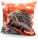 heimtexland ® Dekokissen Bezug Winter Tiere Foto Digitaldruck Kuschelige Velour Kissenhülle 40x40 Deko Kissen Typ831 Igel