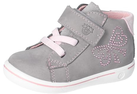 RICOSTA Mädchen Stiefel Lou, Kinder Lauflernschuhe, Weite: Mittel, lose Einlage, Klettstiefel, Booties, Leder, Graphit (450), 23 EU