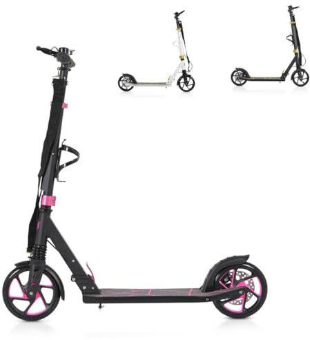 Byox Kinderroller Chic PU-Räder, LED-Licht, ABEC-7 Lager, Seitenständer, faltbar pink
