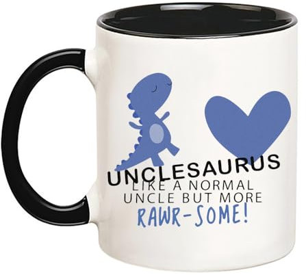 YOLANDEEUROKOK Uncle Gifts Our Unclesaurus Dinosaur Mug, Uncle Mug, Dinosaur Mug, 11 Oz Novelty Coffee Mug/Cup, Black