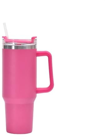 Taza pajita para coche,Taza con pajita y asa Taza térmica de acero inoxidable de 1200ml for viaje, termo for coche, vaso de 40 Oz con asa, taza con pajita (Size : 1200ML, Color : Red)