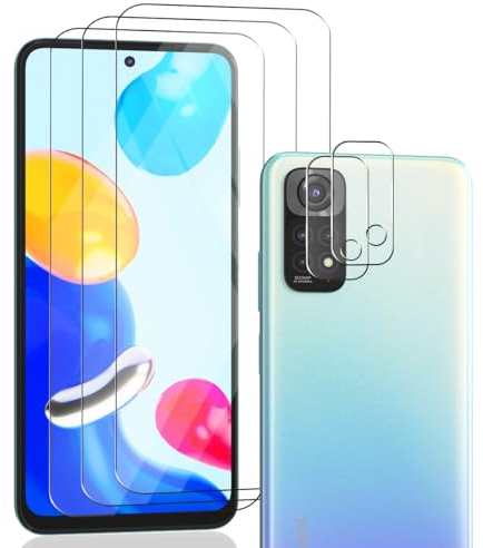 Zerrshoo Verre Trempé pour Xiaomi Redmi Note 11 4G Protection d'écran 3 Pièces et Redmi Note 11 4G Verre Trempé d'objectif Protecteur 2 Pièces. 9H Dureté, HD Film Verre pour Xiaomi Redmi Note 11 4G