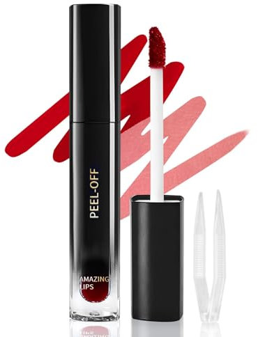 Prreal Peel off Lip Stain and Lip Liner, Tattoo Color Lip Tint, Long Wear, Waterproof Lip Tint Stain with Tweezers, Lip Stain Peel off with Matte Finish Lip Makeup(03 Peachy)