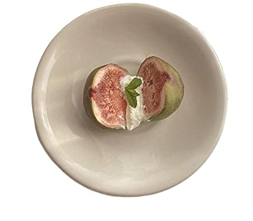 Platos Llanos Plato de comedor blanco crema, plato de comedor pequeño for el hogar, restaurante, cafetería, plato de postre, plato de fruta, plato de desayuno, plato hondo pequeño redondo Platos postr