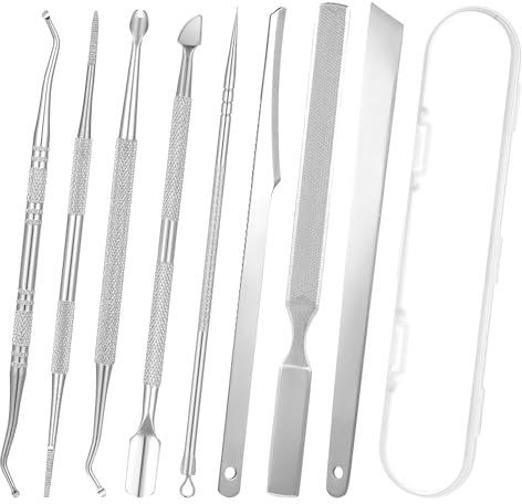 8Pcs Manicure Pedicure Knife Tools Kit, Stainless Steel Ingrown Toenail Tool Kit with Ingrown Toenail Remover Lifters Treatment Tools Accessories for Callus Removal Toenail Nail Cleaning