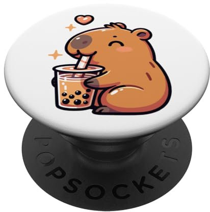 Capybaras trinken Bubble Tea kawaii Boba Capybara PopSockets Klebender PopGrip