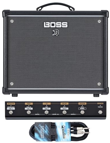 Boss Katana 50 EX Gen 3 Gitarrenverstärker Combo mit GA-FC EX Fußschalter und keepdrum Klinkenkabel