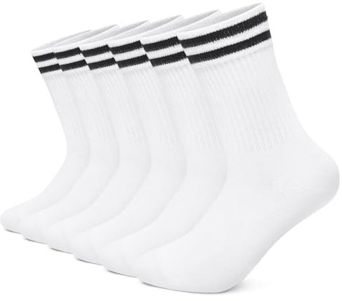 FALARY Chaussettes Homme 43-46 Chaussettes de Sport Homme 6 Paires Chaussettes Running Femme Chaussettes Tennis Blanches