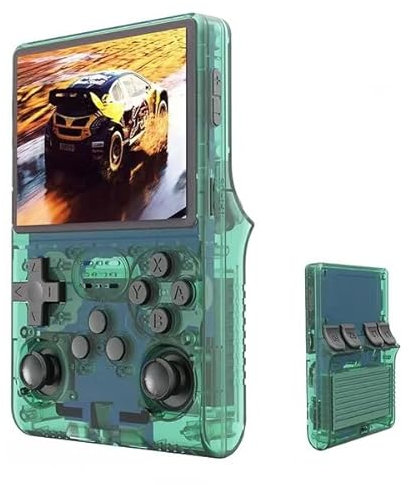 Consola de Juegos Retro R40S Pro, Consola de Videojuegos Portátil de Mano, Pantalla IPS de 3,5 Pulgadas con Tarjeta de 256 G y más de 30000 Juegos,45 Emuladores Integrados (verde-256g)