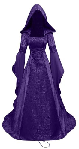 Damen Halloween Kostüm- Gothic Kleidung Damen-Gothic Kleid Damen Renaissance Kleid Mittelalter Kleidung Steampunk Viktorianisches Vintage Cosplay Umhang Große Größen Gruselig Hexe Vampir Zombie