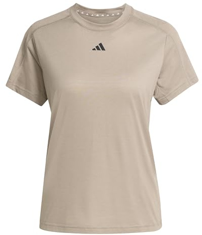adidas Women's AEROREADY Train Essentials Minimal Branding Crewneck Tee, Chalky Brown/Black, XS