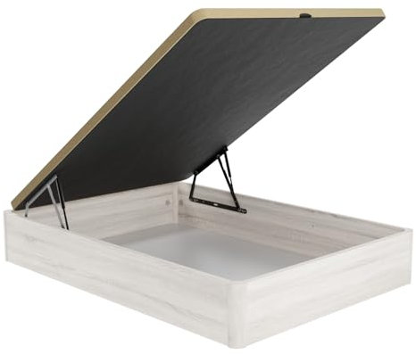 DUÉRMETE ONLINE - Canapé Abatible de Madera Súper Reforzado con Gran Capacidad, Esquinas Redondeadas, 150 x 190, Polar