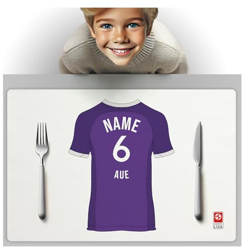 AUE Fanartikel Tischset PERSONALISIERTES Geschenk, passend für AUE Fans, Geschenk Jungen, Fussball Männergeschenke AUE Trikot Geburtstag Weihnachten Platz-Set TS24DEDE