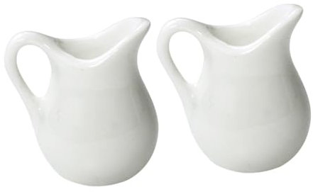 OKUMEYR 2 Pièces mini pot à lait décor de miel mini cafetière petite machine à expresso crème à lait diy miniature toys Accessoires pour mini-maison mini pot à sauce céramique blanche