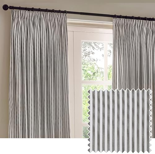 Yard Hebden Pencil Pleat Curtain Pair (Grey, 229 x 183 cm)