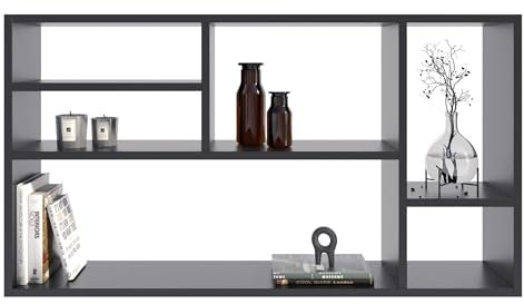 MATKAM Wandregal Milano für Bücher und Dekorationen, Stilvolles Hängeregal für Ihr Zuhause (Schwarz)