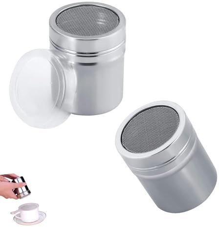 2 Piezas Espolvoreador de Polvo Azucarero para Azúcar Tamizador de Harina de Acero Inoxidable para Chocolate en Polvo Azúcar Sal Cacao Harina Café