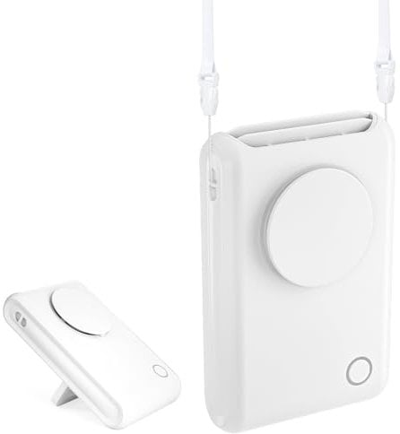 Clip on Fan with Lanyard - Small Personal Fan with Sturdy Clamp, 3 Speed USB Rechargeable Fans, Adjustable for Office Home Camping Traveling Waist Neck Hanging (White)