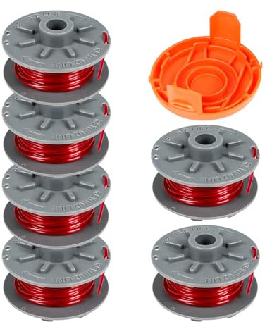 uzoyfoda Spulenschnur für Gardena 5364-20, 1,6 mm x 6,1 m, Trimmerspule für Gardena Turbo Rasentrimmer SmallCut 2401 mit Abdeckung für 05328-20 (6 Spule + 1 Abdeckung)