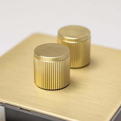 Satin Brass Straight Knurled Switches and Sockets (double light dimmer)