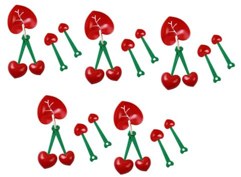 LOVIVER 5 Sets Cherry Shaped Measuring Spoons Eggwhite Separator Bakeware Kitchen Utensils Measuring Teaspoons for Tea Coffee Cooking