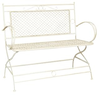 Biscottini Gartenbank aus Eisen, 120 x 52 x 79 cm, Stuhl aus Eisen, für den Außenbereich, Gartenbank aus Metall, 2-Sitzer, Sofa aus weißem Eisen, Bank aus Gusseisen