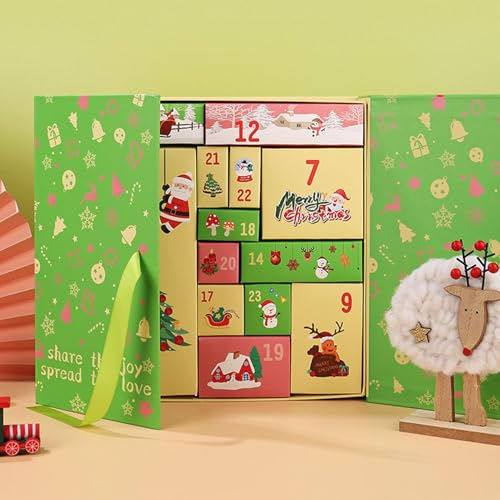 Adventskalender Selber Machen – Leerer Adventskalender Zum Selbstbefüllen, DIY Weihnachts-Adventskalender Leeren Schachteln, 24 Bunte Schachteln Zum Aufstellen Und Befüllen, Wiederverwendbares