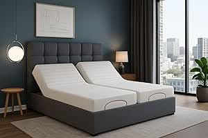 King of Beds The Dewsbury Adjustable Mobility bed With Mattress And Headboard Electric Adjustable Bed (Grey, 4ft 6in double)