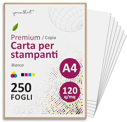 younikat DIN A4 Kopierpapier - 120 g/m² - 250 Blatt in weiß - you0157 | Papier Blanko Rezeptpapier, zum Basteln, geeignet für alle gängigen Laser- und Tintenstrahldrucker, Fotoalben und vieles mehr
