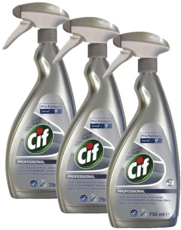Cif Professional 7518294 - Detergente per bancone e cucina in acciaio inox, senza profumo, 0,75 l (Lot de 3)