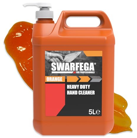 Swarfega Orange Heavy Duty Hand Cleaner, Cornmeal Scrub, 5 Litre Pump | Bulk 5 litre pump bottle, solvent-free and silicone-free gel with glycerin for mechanics and more, for professional use only