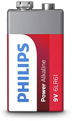 PHILIPS Pila Alcalina 9V - 6LR61-5 Años de Vida Útil - 550mAh