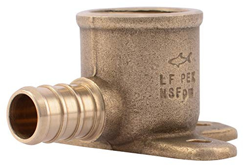 SharkBite 1/2 PEX Pipe x 1/2 Inch FNPT Crimp 90 Degree Drop Ear Elbow, Brass Plumbing Fitting, PEX Pipe, PE-RT, UC334LFA
