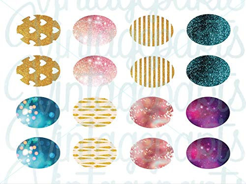 Motivbogen Glitter für 25 x 18 mm Cabochons von Vintageparts zum Schmuck selber Machen