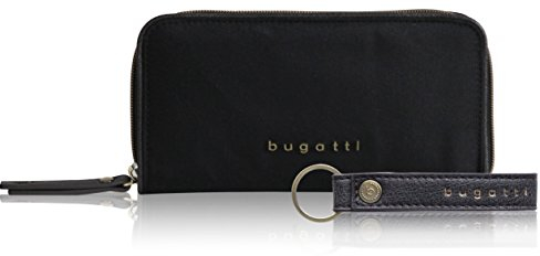 bugatti Contratempo Geldbörse Damen Groß RFID - Frauen Geldbeutel mit Reißverschluss Lang - Damengeldbörse Langbörse Portemonnaie im Querformat, Schwarz