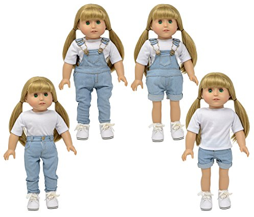 The New York Doll Collection Leichter Denim Latzhose (Overalls) passt 18 Zoll/46 cm Puppen - Puppenkleider